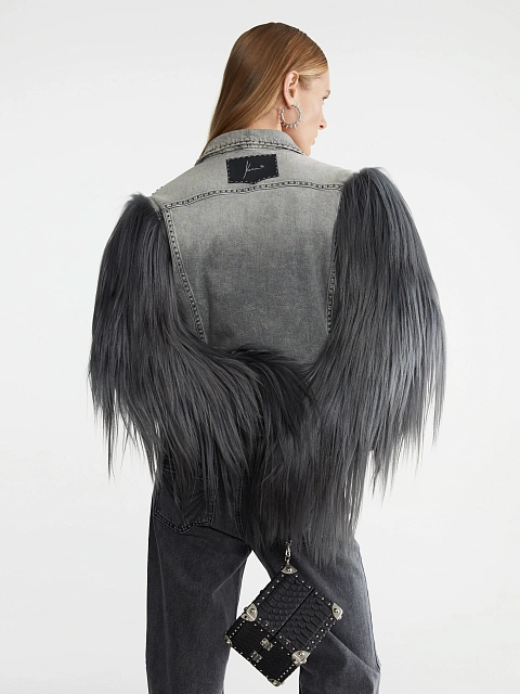 Grey Denim & Yak Fur Jacket, 5 Grey Denim & Yak Fur Jacket, 5