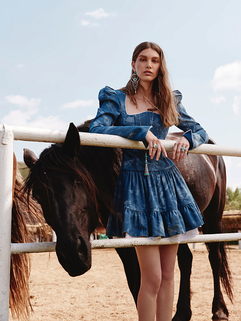 Blue Denim Tie-Dye Mini Dress, 4 Blue Denim Tie-Dye Mini Dress, 4