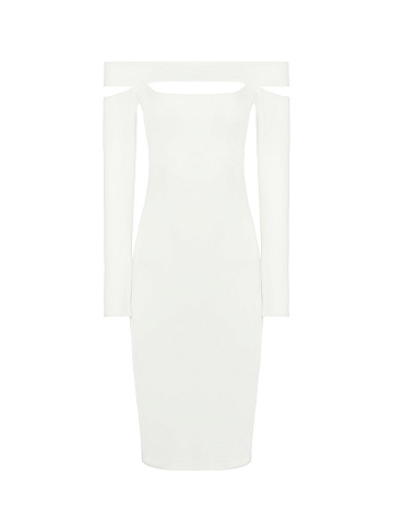 White Jersey Midi Dress, 1