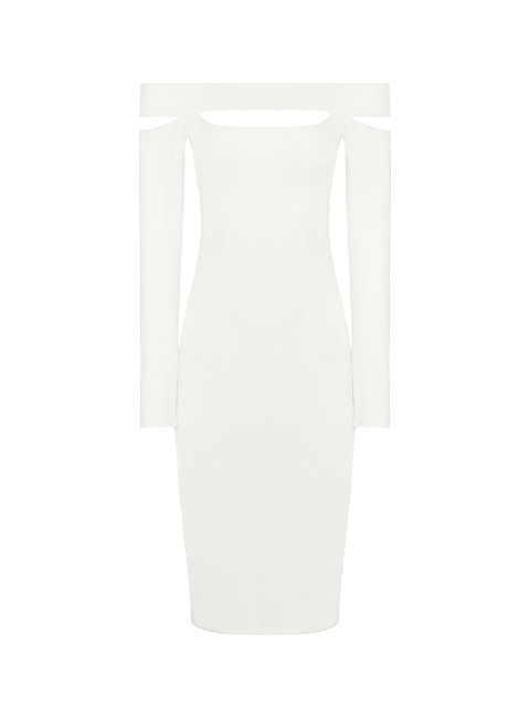 White Jersey Midi Dress, 1