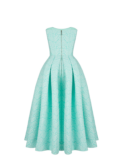 Turquiose Jacquard Midi Dress, 2