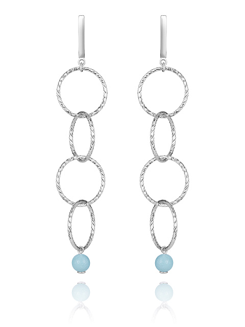 Silver & Turquoise Bead Earrings, 1