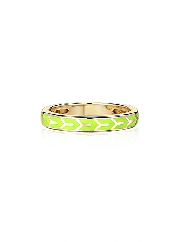 Yellow gold ring with Lime Color enamel, 2