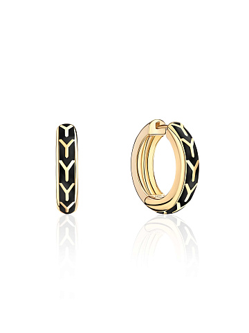 Small hoops in yellow gold with Black Color enamel, 1