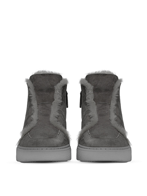 Grey Suede & Fur Lined Ankle Boots, 2