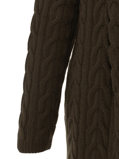 Khaki Knitted Cashmere Coat, 3