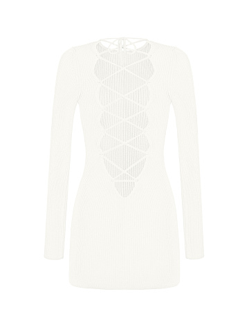 Ivory Rib Knit Mini Dress, 2