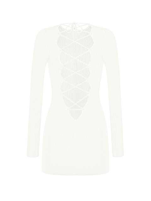 Ivory Rib Knit Mini Dress, 2
