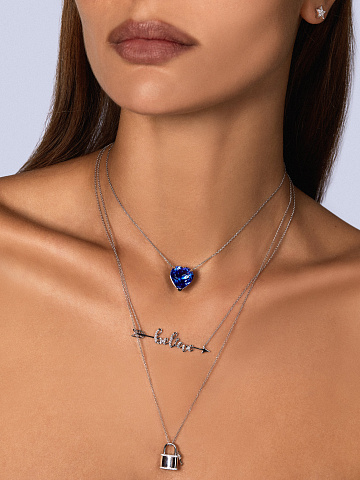 Necklace with “Believe” pendant in white gold with diamonds, 2