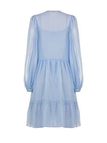 Blue Polka Dot Chiffon Dress , 2