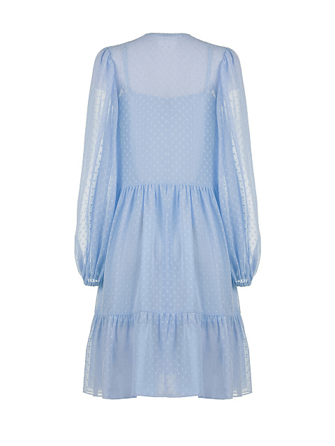 Blue Polka Dot Chiffon Dress , 2