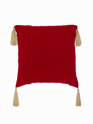 Red Velvet Embroidered Pillow, 2