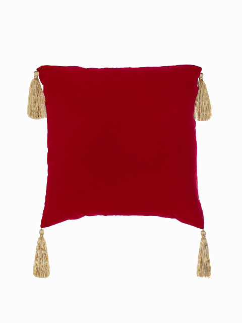 Red Velvet Embroidered Pillow, 2