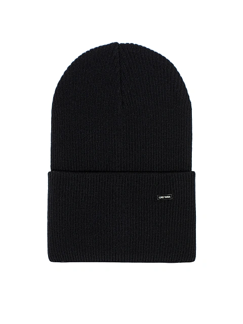 Black Ribbed Beanie Hat, 1