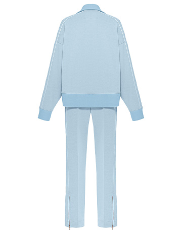 Blue tracksuit with cropped sweatshirt and cornflower embroidery, 2