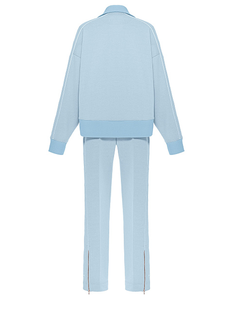 Blue tracksuit with cropped sweatshirt and cornflower embroidery, 2 Blue tracksuit with cropped sweatshirt and cornflower embroidery, 2