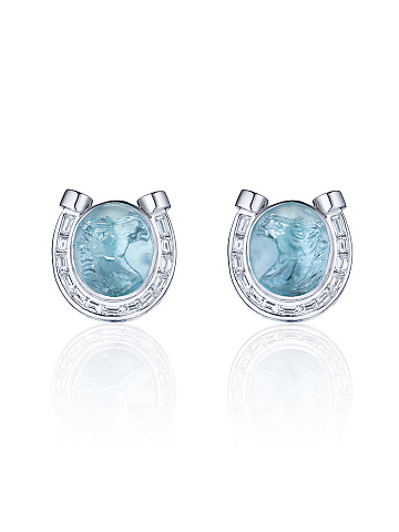 White Gold Aquamarine & Diamonds Cufflinks, 2