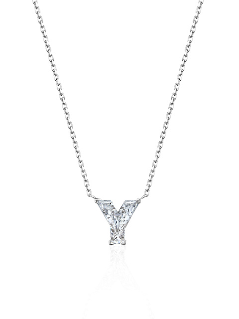 White gold necklace with fancy-cut diamond, 1