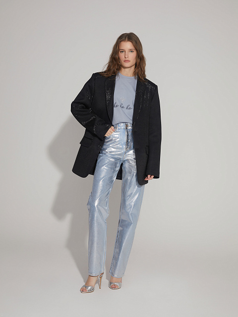 Black single-breasted jacket with lurex, 7