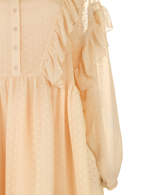Beige Ruffled Chiffon Mini Dress, 3