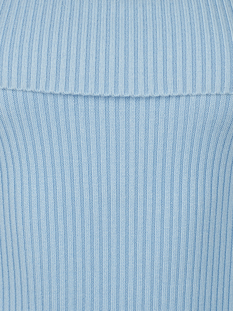 Light Blue Open Shoulder Rib Knit Mini Dress, 3