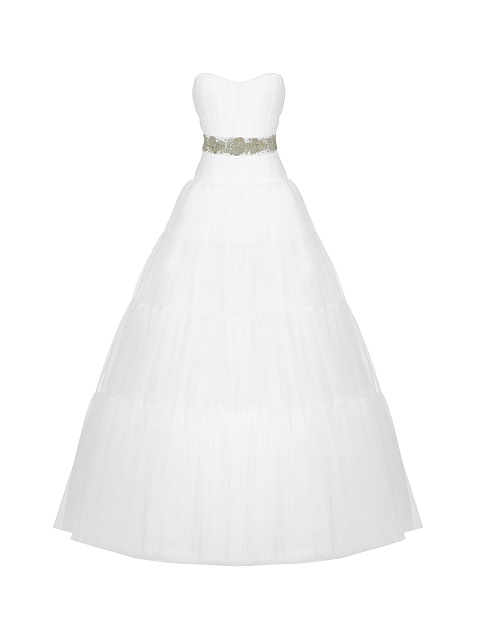 White Strapless Corset Tulle Dress, 1