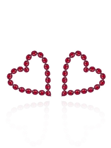 Black Gold & Rubies Heart Large Earrings, 1