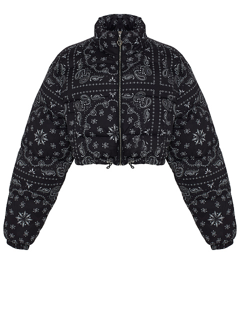 Black cropped down jacket with paisley pattern, 1