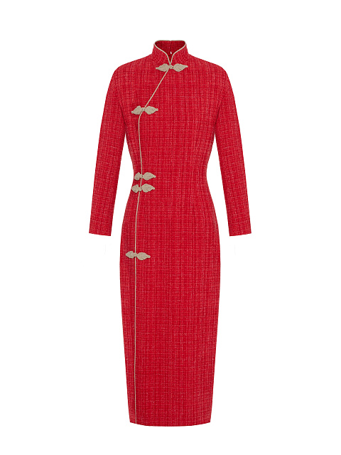 Red Tweed Midi Dress, 1 Red Tweed Midi Dress, 1