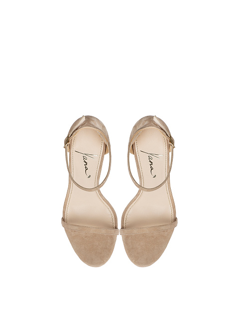 Beige Suede Heeled Sandals, 4