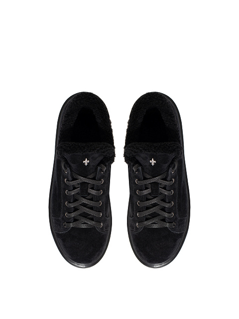 Black Shearling Lily Sneakers, 4