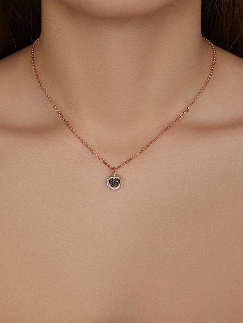 Rose Silver & Black Cubic Zirkonia Necklace, 2 Rose Silver & Black Cubic Zirkonia Necklace, 2