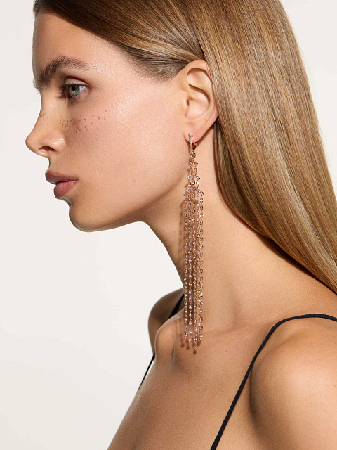 Long earrings in rose gold with brown diamonds, 3