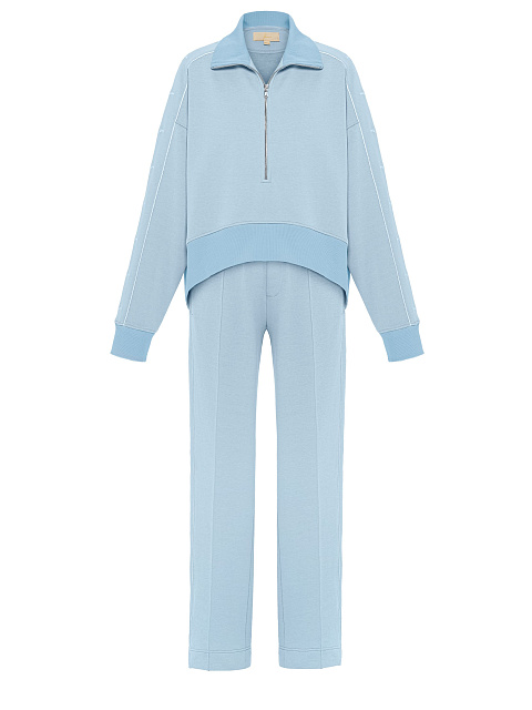 Blue tracksuit with cropped sweatshirt and cornflower embroidery, 1 Blue tracksuit with cropped sweatshirt and cornflower embroidery, 1