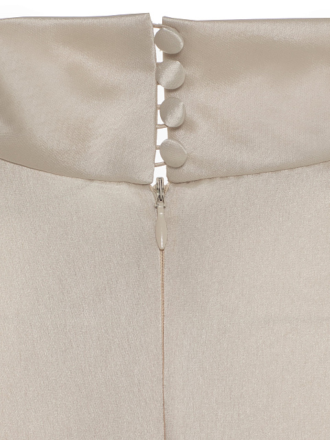 Milky Silk Dress With Mink Fur Cuffs, 5 Milky Silk Dress With Mink Fur Cuffs, 5