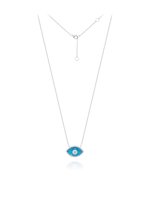 White gold necklace with pendant with diamonds and quartz, 1