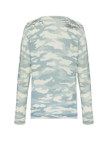 White Cashmere Jumper With Lily Of The Valley Print And Embroidery, 2