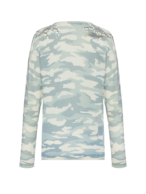 White Cashmere Jumper With Lily Of The Valley Print And Embroidery, 2