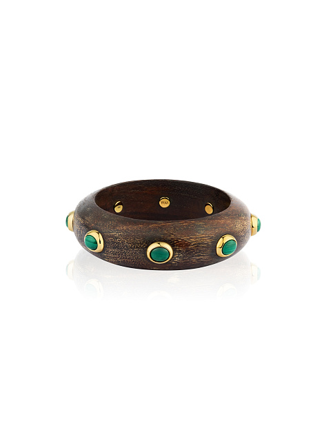 Wooden bracelet with malachite, 1
