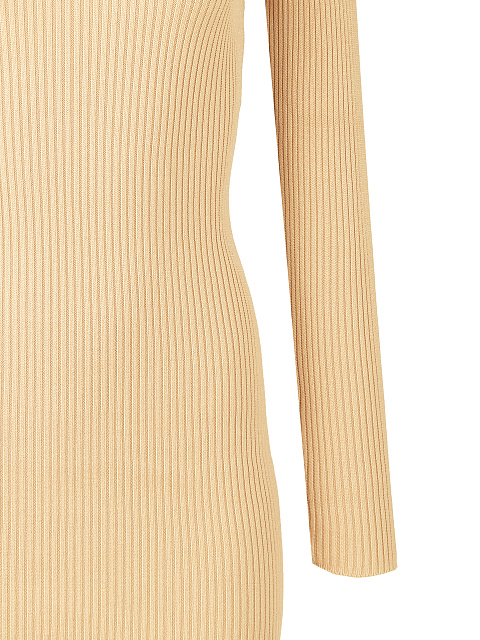 Sand Rib Knit Turtleneck Mini Dress, 3