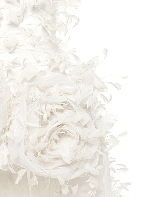 White Feather & Drape Tulle Dress, 4