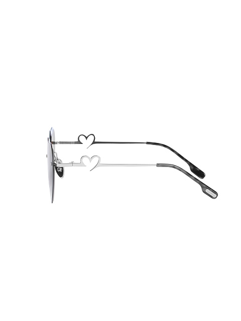 Grey Heart-Shaped Sunglasses in Silver Frame, 3