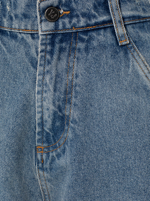 Wide Leg Blue Jeans With Floral Embroidery, 3