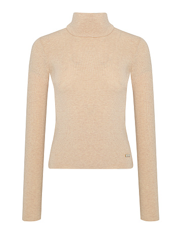 Beige Cashmere & Silk Turtleneck, 1