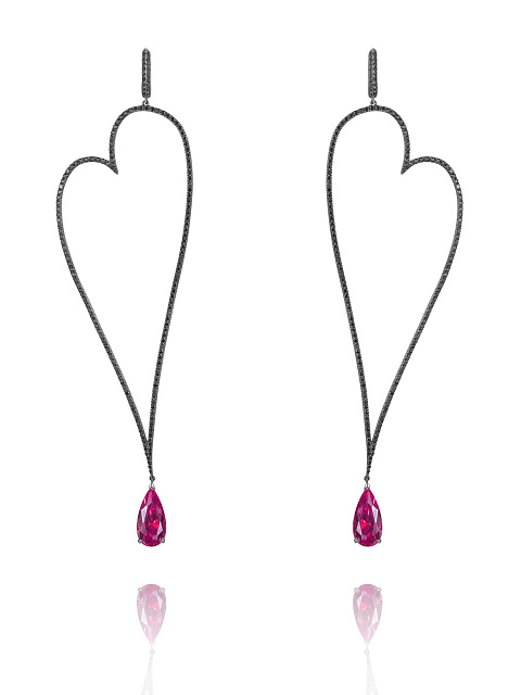 Black Gold Tourmaline & Diamond Earrings, 1