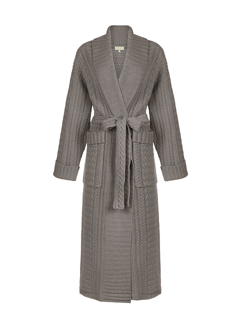 Taupe Merino Wool & Cashmere Knitted Coat, 1