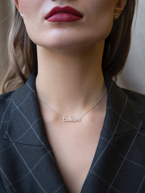 White gold pendant necklace "taken" with diamonds, 2