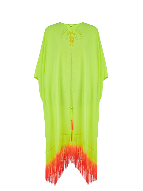 Neon Yellow & Orange Fringed Tunic Dress, 1 Neon Yellow & Orange Fringed Tunic Dress, 1