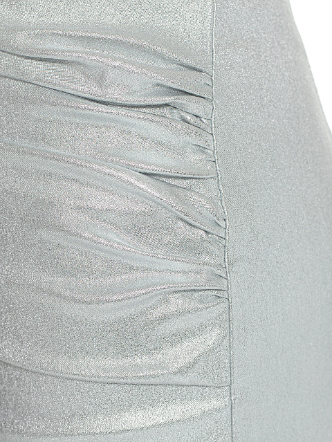 Silver faux leather mini skirt with draping, 3