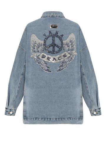 Blue Denim Jacket With Embroidery On The Back, 1